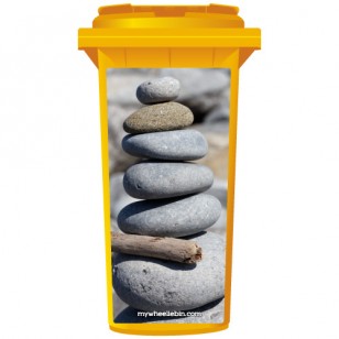 Stack Of Pebbles At The Beach Wheelie Bin Sticker Panel